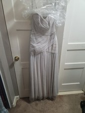 Gray Strapless Sleeveless Formal Floor-Length Bridesmaid Dress
