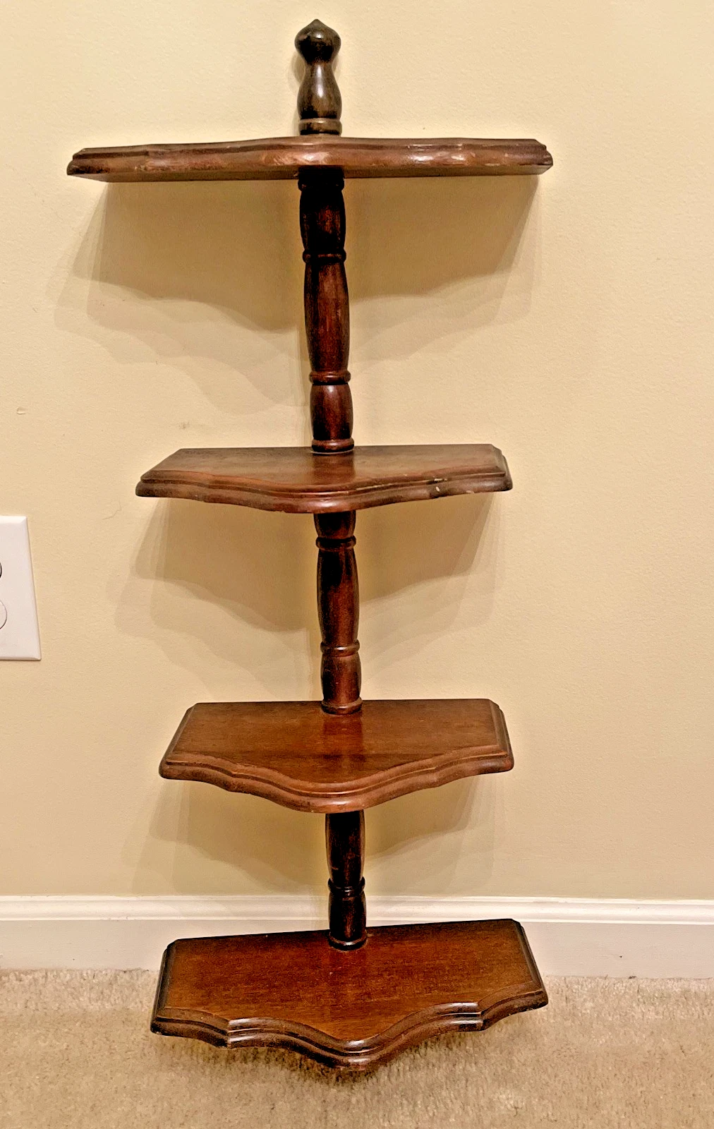 Vintage Wooden 4 Tier Wall Mounted Hanging Display Shelf Cottage Core Farmhouse
