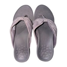 Vionic Arabella Purple Orthotic Flip Flop Sandals Women 7 Comfort Wedge Metallic