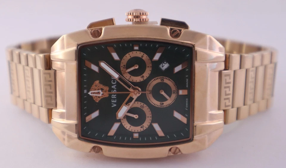 Reloj pulsera Versace de lujo de cuarzo para hombre cronógrafo esfera verde todo funcionando Foto 4 de 4