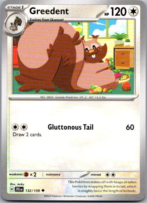 Greedent 132/159 Uncommon Journey Together Pokemon Near Mint