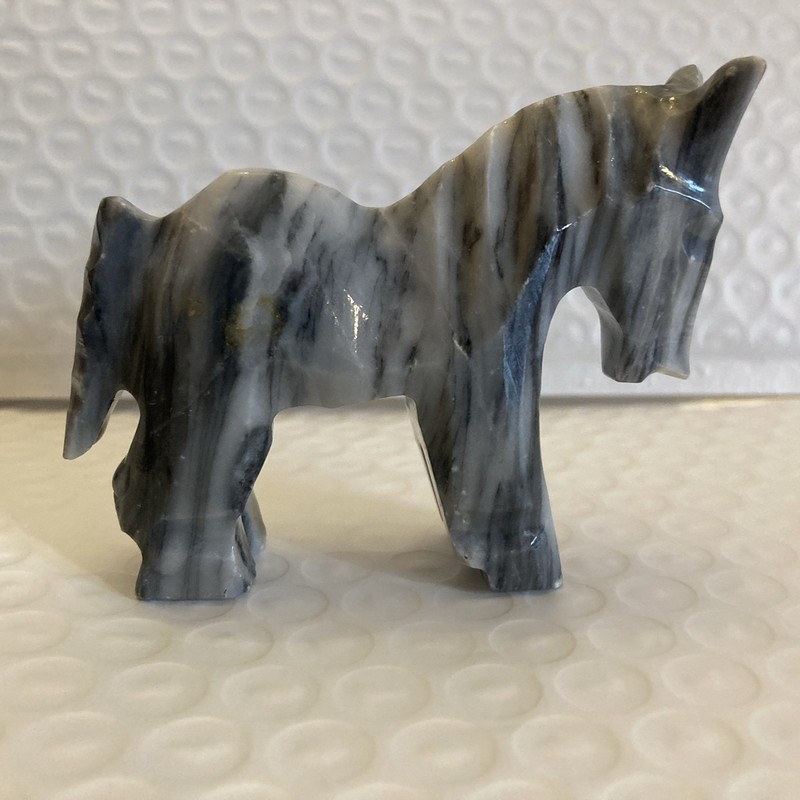 Vintage Hand Carved Stone Horse/Mule Figurine 3”. Marble.