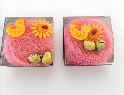 Easter basket craft grass pink holiday felt DIY two boxes colorful spring new