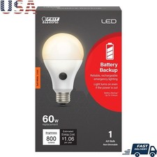 A19 LED Backup Bulb 8.8W Soft White Battery Powered Emergency Light E26 3 Hours