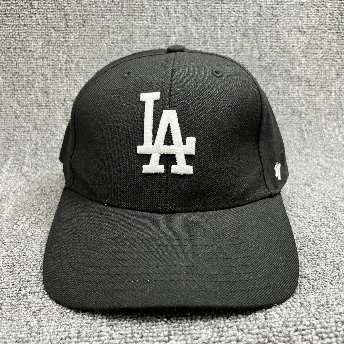 LA Dodgers '47 Brand MVP Hat Black White Adjustable Hook and Loop Strapback Cap