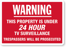 Warning Surveillance Sign Aluminum Weatherproof Outdoor Metal Security