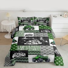Tractor Bedding Set Twin Size Equipment Trucks Comforter Farmhouse Harvester ...