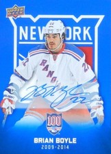 25-26 ud upper deck centennial blue brian boyle new rangers autograph auto
