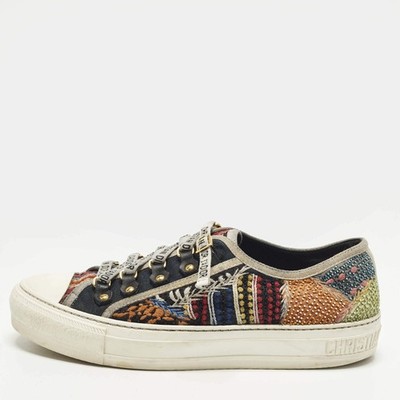 Dior WalknDior Size 38.5 Multicolor Canvas Low Top Sneakers