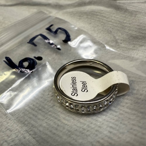 Damen-Bandring Edelstahl klar Kristall Strass Größe 6,75 US - Bild 16 von 16