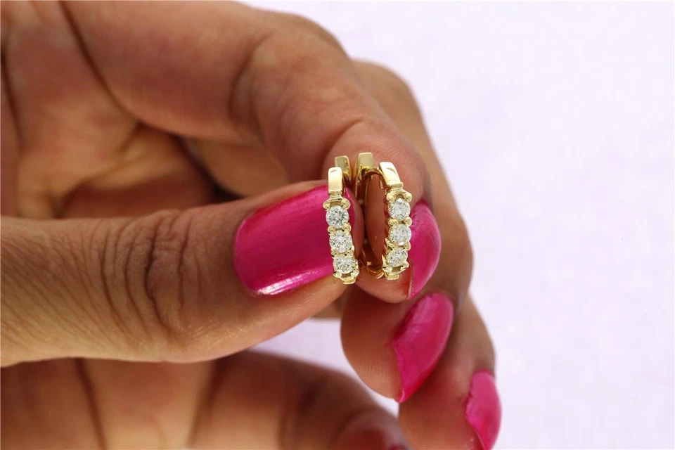 Hoop Earring I1 G Natural Diamond 0.50 Ct 14K Two-Tone Gold Prong Set Appraisal - Image 2 of 4