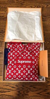 LOUIS VUITTON Supreme Box Logo Hoodie Red XXS LV Auth