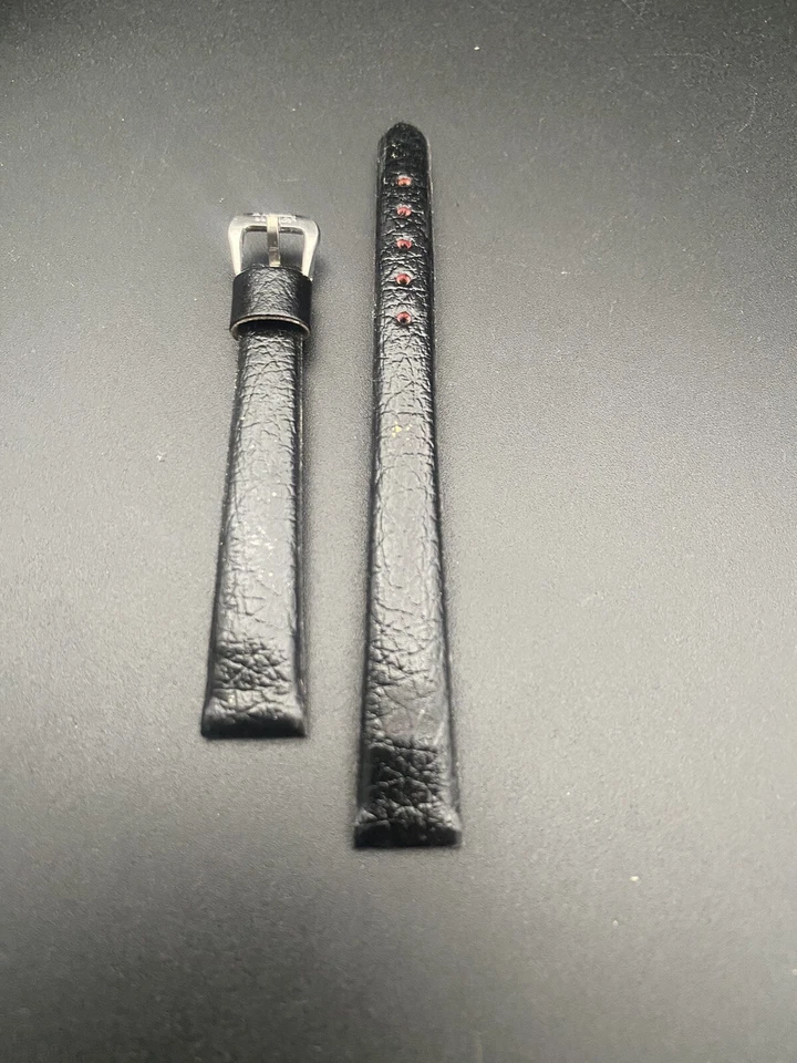 Bracelet de Montre Femme Tissot Cuir Noir 11mm Vintage - Photo 2/4