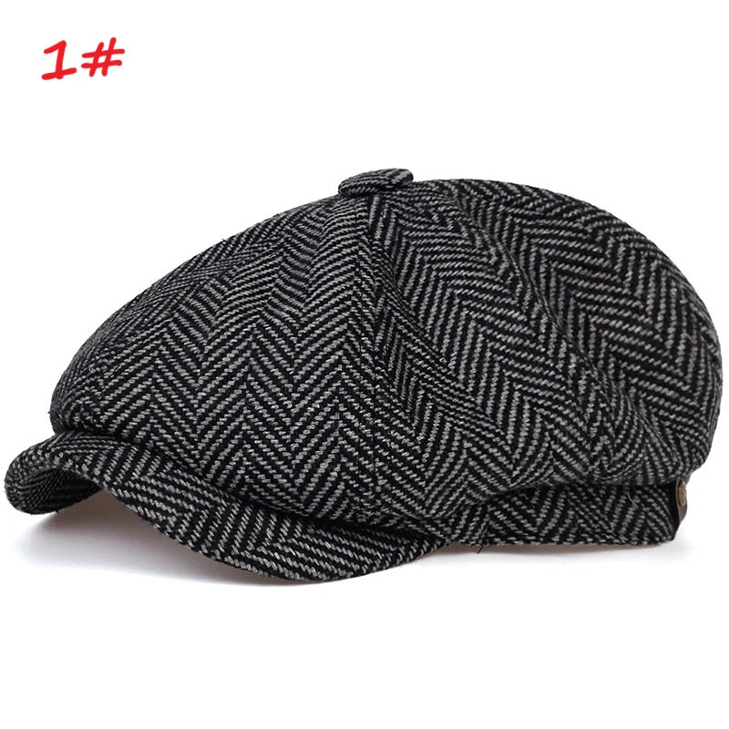 Sombrero de hiedra de tweed a cuadros de cabina plana para hombre de lana de periodista Foto 2 de 4