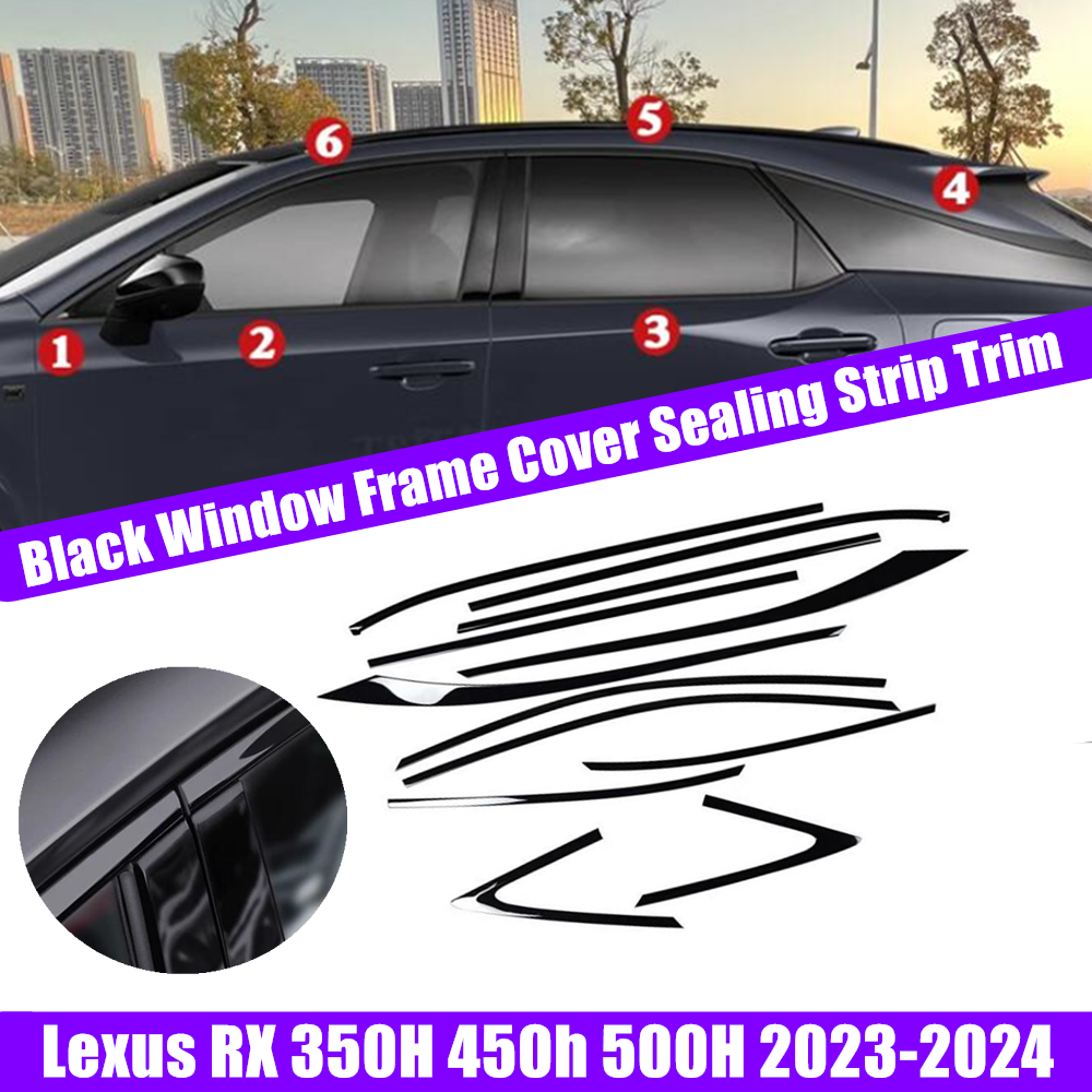 Black Window Frame Cover Sealing Strip Trim for Lexus RX 350H 450H 500H 2023-2025