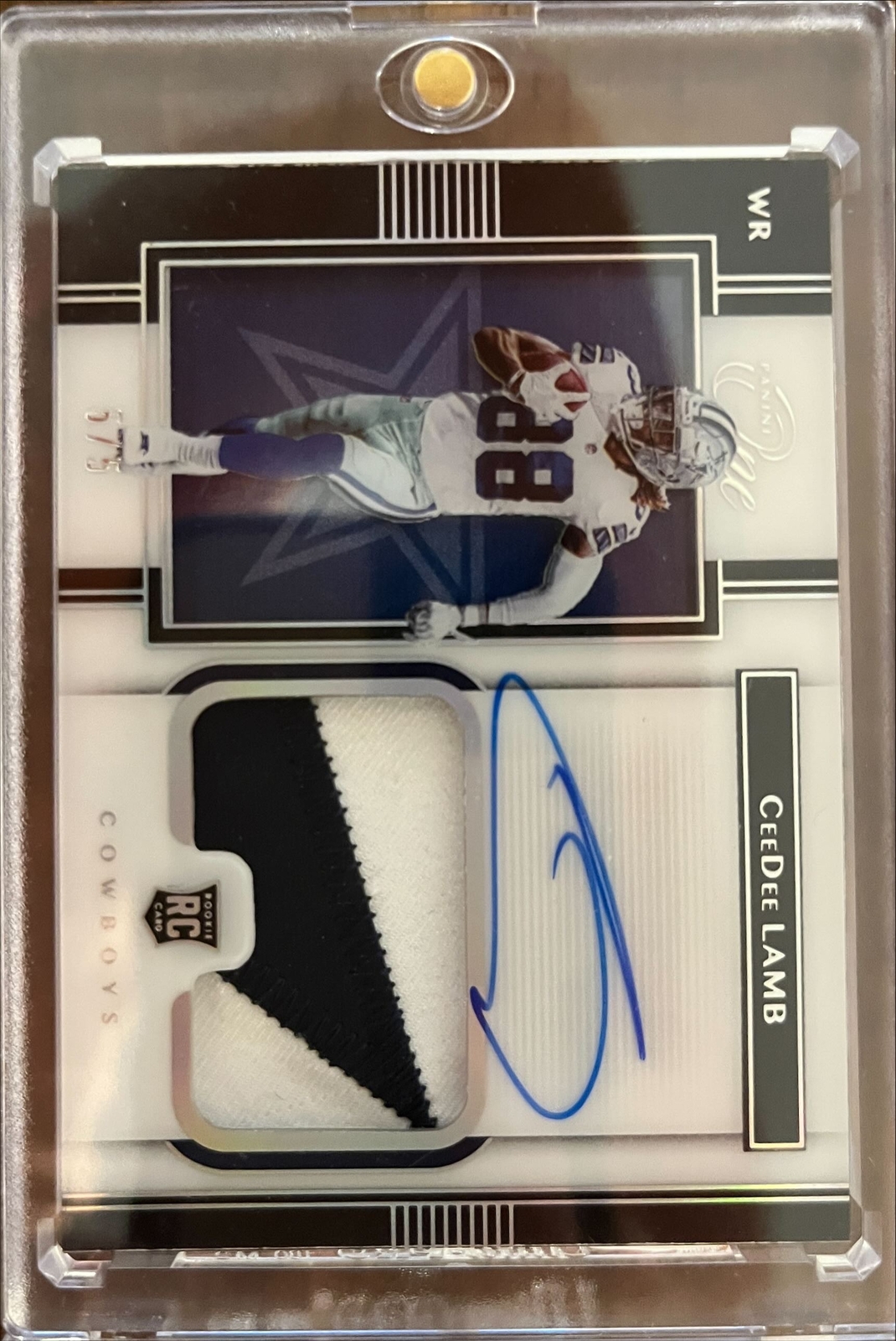 2020 Panini One #115 CeeDee Lamb Star Patch Auto RC 5/5 Platinum