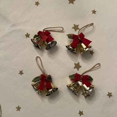 Christmas Tree Brass Bell Ornaments- Set Of 4