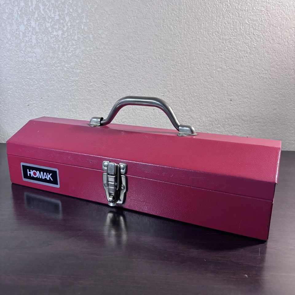 Vintage Homak 16" Red Metal Toolbox Low Profile - EUC - 16”x6.5”x4” - Image 2 of 4