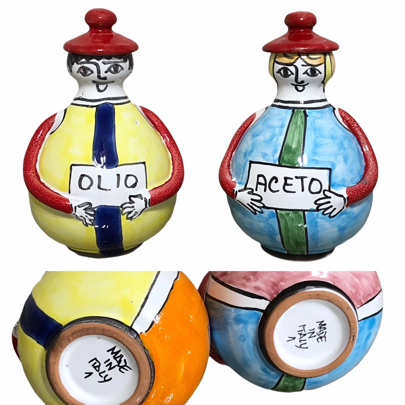 Nino Parrucca ITALY OIL (OILO) & VINEGAR (ACETO) Figural Cruet Set