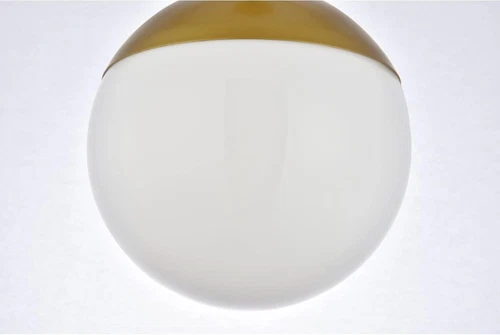 Living District Eclipse 1-Light Metal & Glass Pendant in Frosted White/Brass - Picture 2 of 6