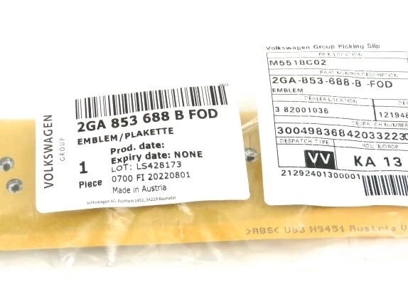 Original Volkswagen R Line Links Abzeichen Emblem Für T-Roc 2017 + Linie R - Bild 2 von 2