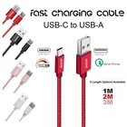 USB C Cable Type C Lead 60W Fast Charging Heavy Duty Braided Charger 1m 2m 3m