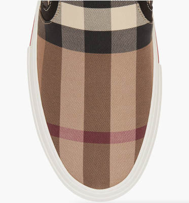 Burberry Z2698* Mens Brown Vintage Check Canvas Slip-On  display picture 3