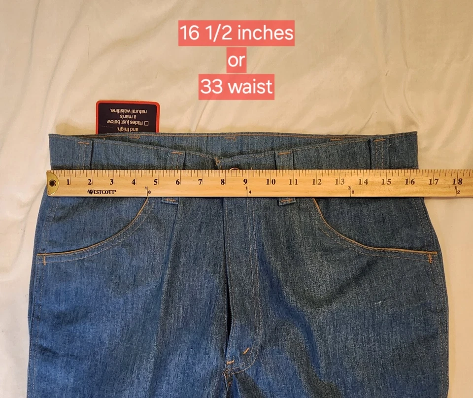 Pantalones de mezclilla Levis Bell Bottom para hombre 34x36 naranja lengüeta campana parte inferior acampanada años 70 nuevos de Lote Antiguo Foto 2 de 4