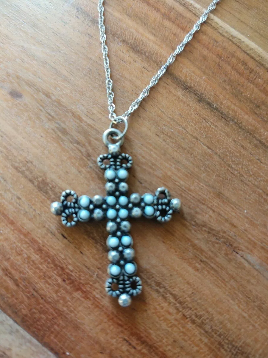 Silver cross with turquoise stone outlet