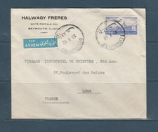 enveloppe de Beyrouth Liban pour Lyon France en 1952 par avion