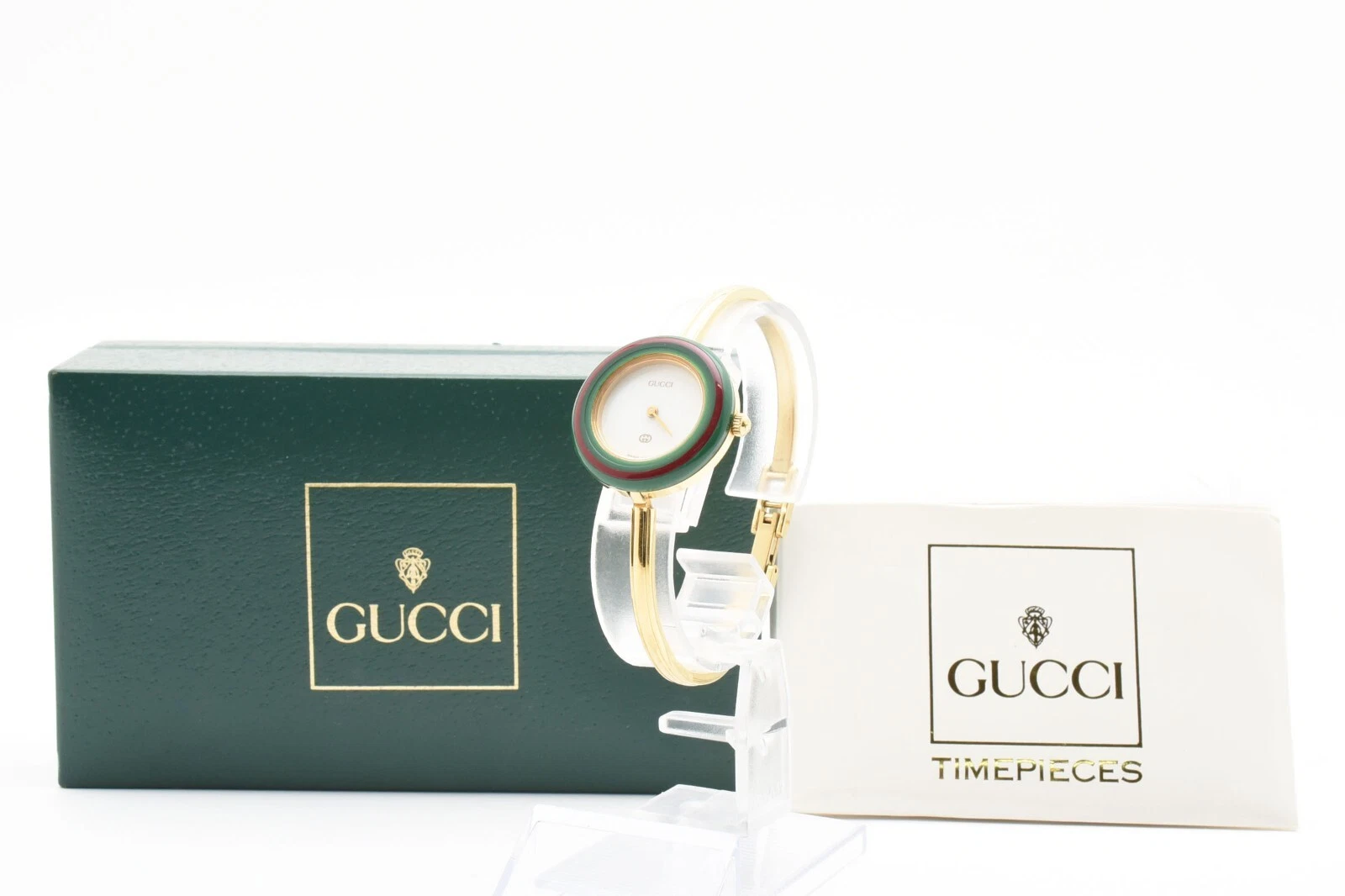 ▶️[PRESQUE COMME NEUVE / boîte, papier] Montre vintage Gucci 11/12 lunette à changement 12 couleurs JAPON