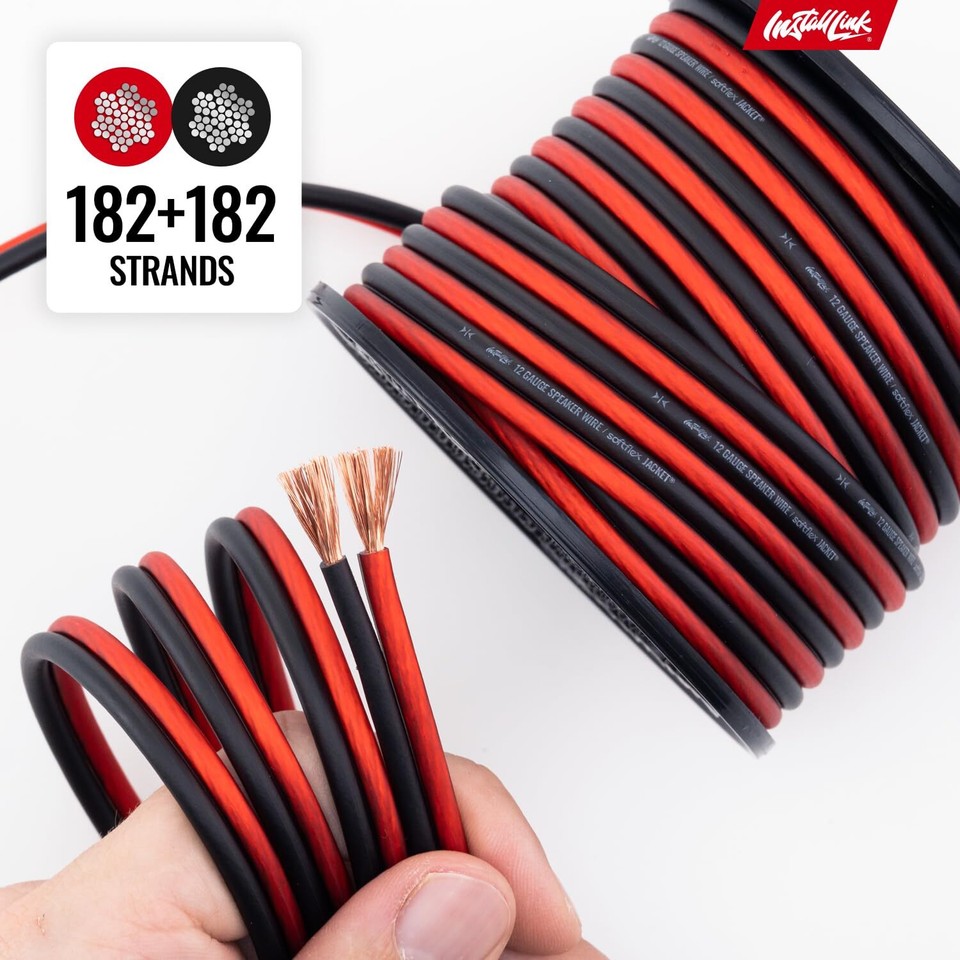 12 AWG Gauge Speaker Wire Cable (30 Feet) Stereo, Car or Home Theater