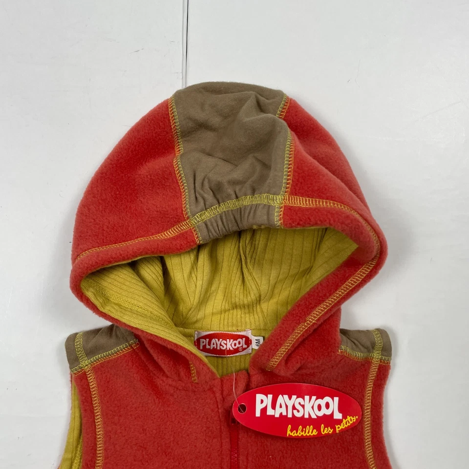 Playskool Fleece 6 meses naranja polar con capucha cremallera completa Dino V... - Imagen 2 de 4