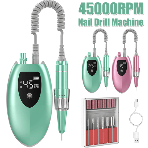 45000 U/min Wiederaufladbare Nagelbohrmaschine mit LCD Geräuscharmer Profi Nagelpolierer USA - Bild 2 von 13