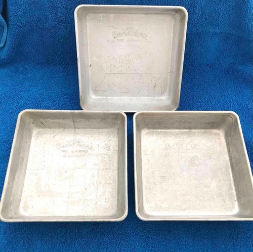 3 - VINTAGE Bake King Pure Aluminum Model No. 828 8x8x2 Baking Pans