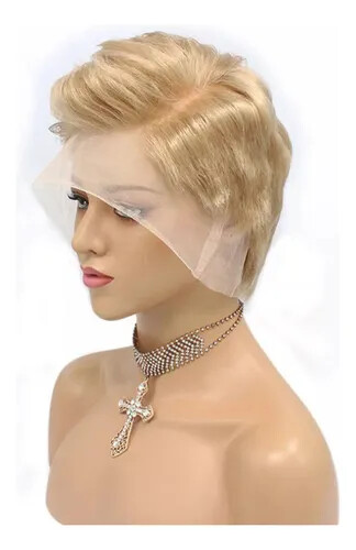 Full Lace Wigs Short Golden Blonde Pixie Cut Wigs 100% Human Hair Wigs for Women - Picture 2 of 9