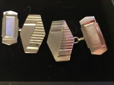 Vintage Cufflinks Silver Tone Hexagonal Edwardian Type Chain Link VGC