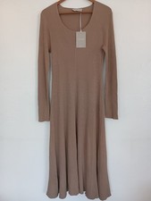 Everlane Ribbed Knit Scoop Neck Long Sleeve Midi Dress Brown XL Mocha