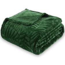 Super Soft Flannel Fleece Throw Blanket Lightweight Cozy Warm Leaves Textured...