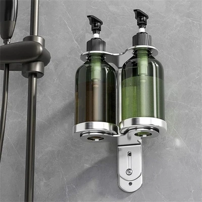 Wall Mounted Manual Soap Dispenser Pump Bottle With Holder For Shampoo Shower - Image 1 of 4