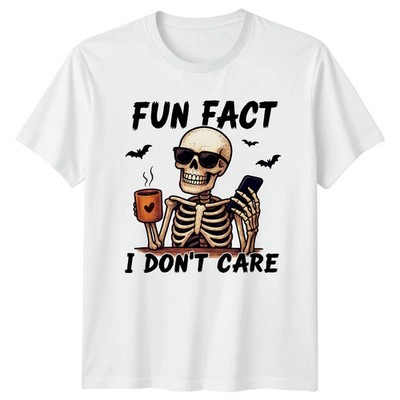 Fun Fact I Dont Care Skelett Sarkasmus Humor Männer Frauen Grafik T-Shirt
