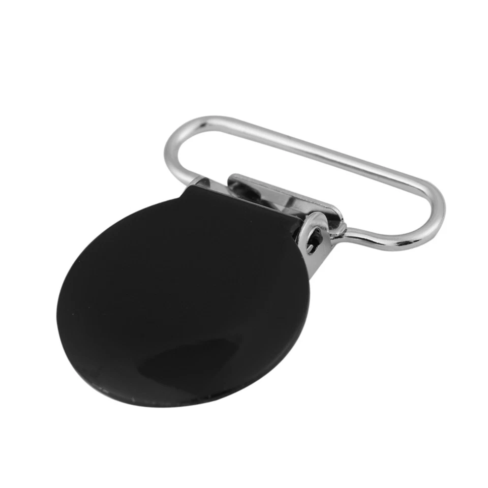 (Black)10Pcs 25mm Round Suspender Braces Pacifier Strap Holder Clip DIY - Image 3 of 4