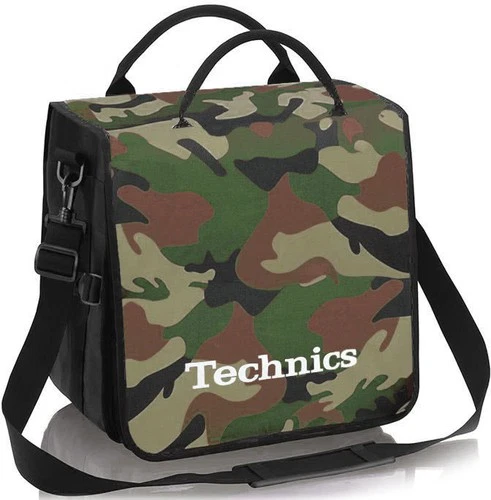Technics DJ Backpack Camouflage Embroidered Logo White For 45 LPs