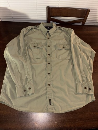 Vintage Polo Sport Ralph Lauren Army Green Button Down Shirt Men’s Size L 90s - Picture 3 of 17