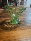 ANCHOR HOCKING Vaseline Sherbert Depression Glass Block Optic Green Champagne