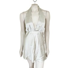 NWT ZARA Satin Mini Dress in Pearl Green  Halter tie Open back  WOMEN'S MEDIUM