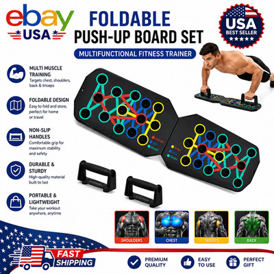 Foldable Push-Up Board Set with Handles Portable Home Gym for Chest, Arms & More