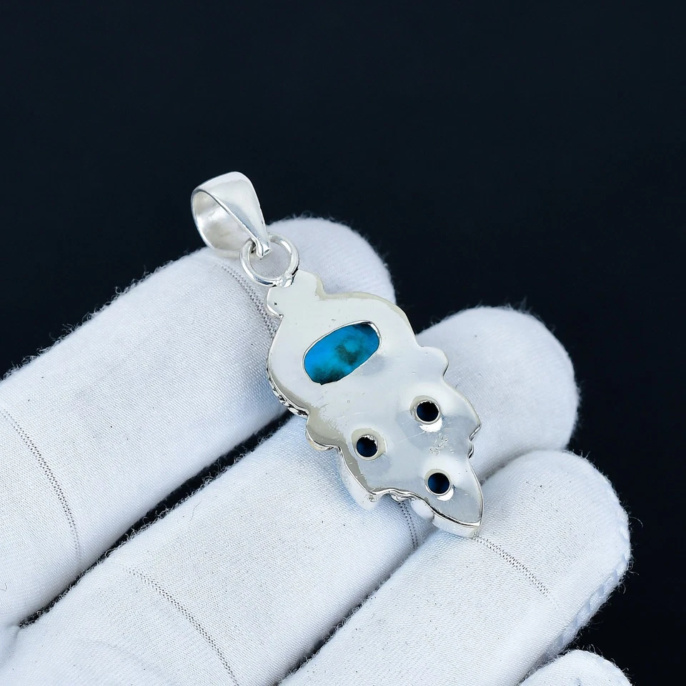 Schlaf Türkis Edelstein Anhänger 925 Sterlingsilber Schmuck für Liebe Geschenk - Bild 4 von 4