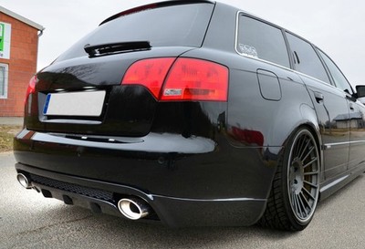 Rear Bumper Skirt / diffuser addon with ribs / fins For Audi A4 B7 04-08 SE