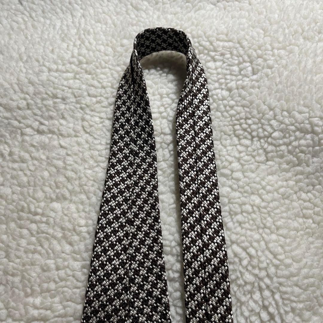 Tom Ford Solid Tie Houndstooth Brown White Silk M… - image 7